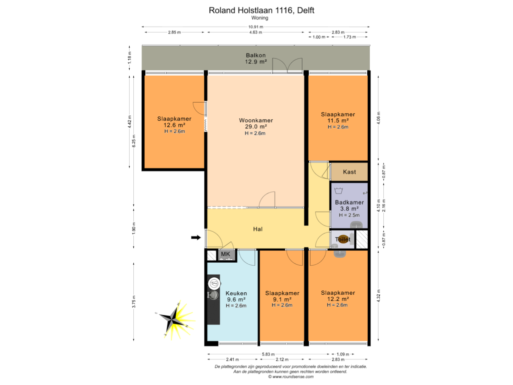 Bekijk plattegrond van Woning van Roland Holstlaan 1116