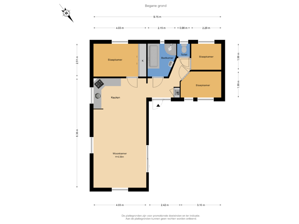 Bekijk plattegrond van Begane grond van Marsweg 2-H404