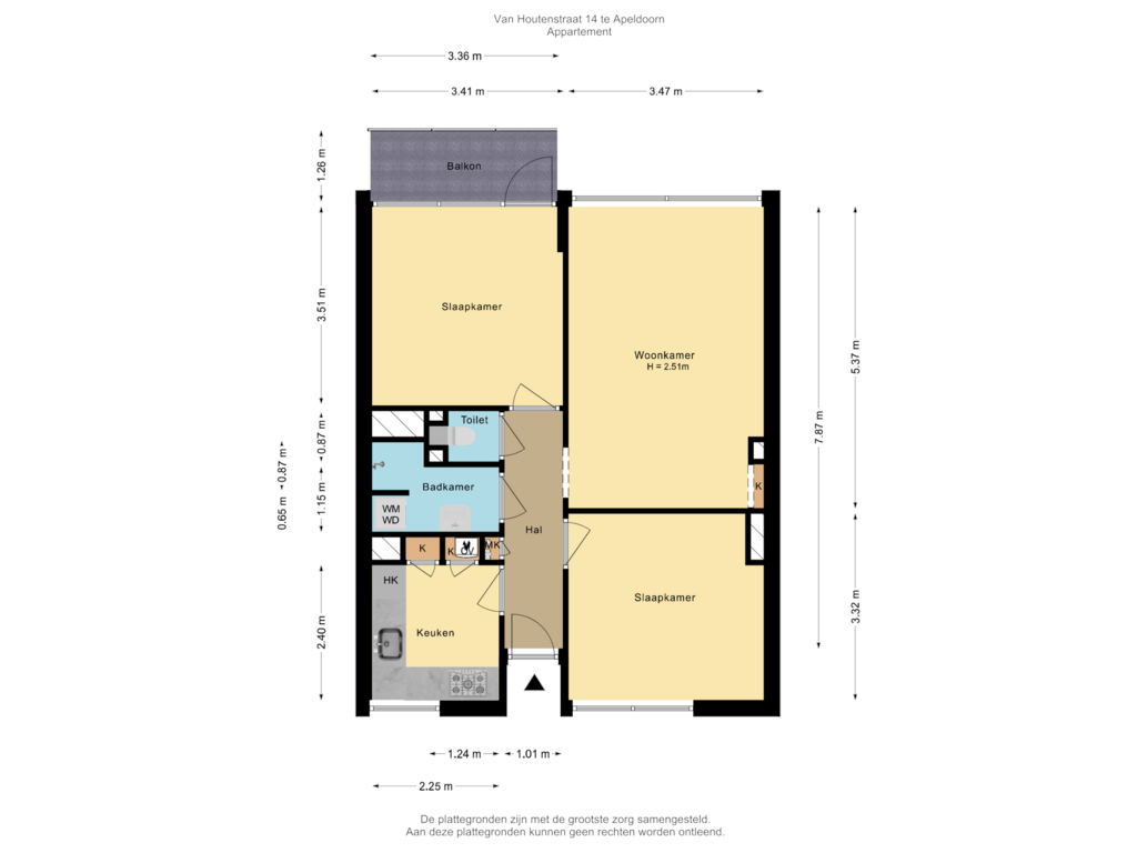 Bekijk plattegrond van Appartement van Van Houtenstraat 14