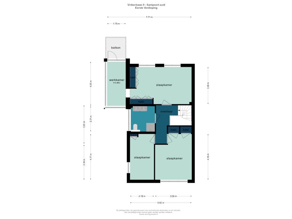 Bekijk plattegrond van EERSTE VERDIEPING van Vinkenbaan 9