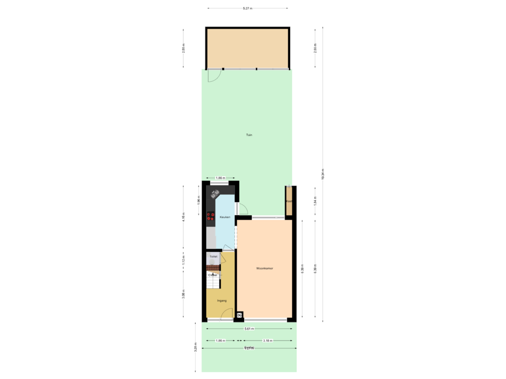 Bekijk plattegrond van Begane grond + schuur van Goudenregenlaan 9