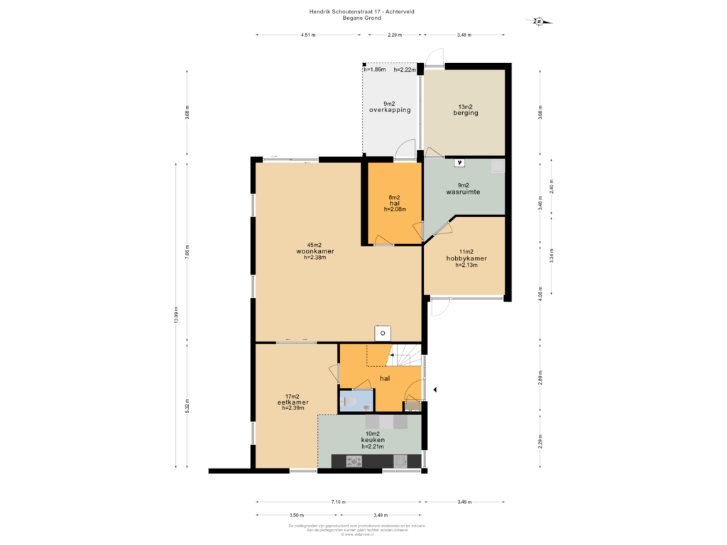 Bekijk plattegrond van BEGANE GROND van Hendrik Schoutenstraat 17