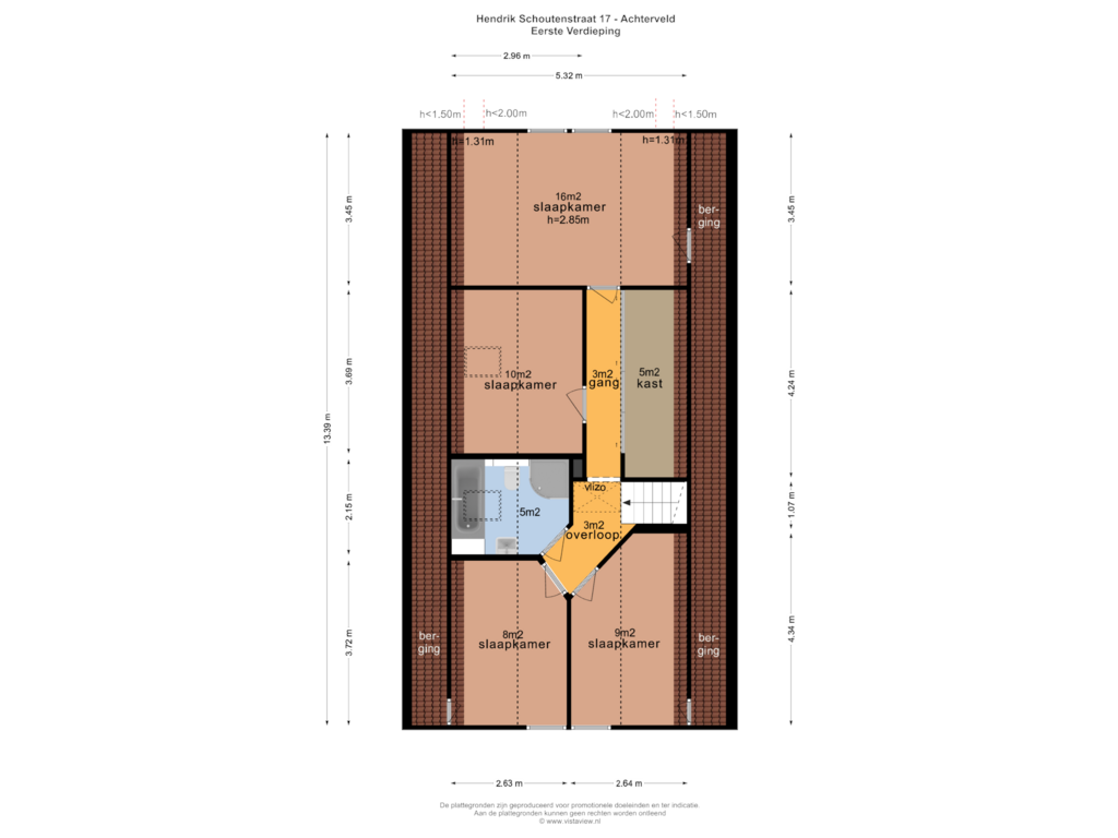 Bekijk plattegrond van EERSTE VEERDIEPING van Hendrik Schoutenstraat 17