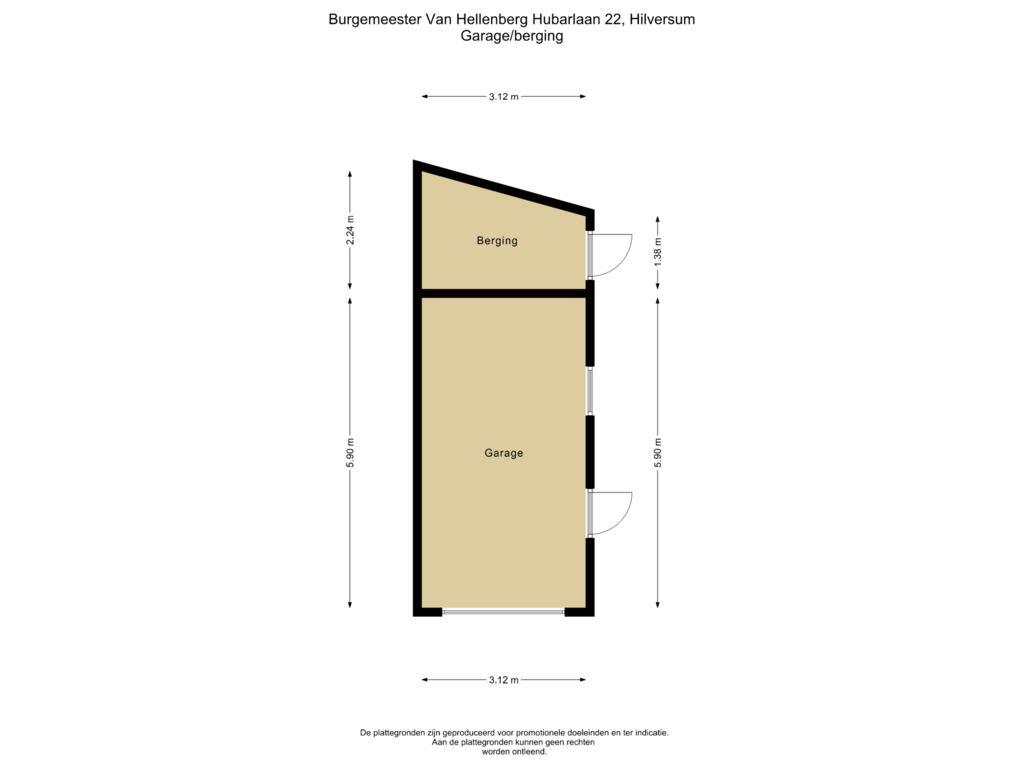 View floorplan of Garage/berging of Burgemeester Van Hellenberg Hubarlaan 22