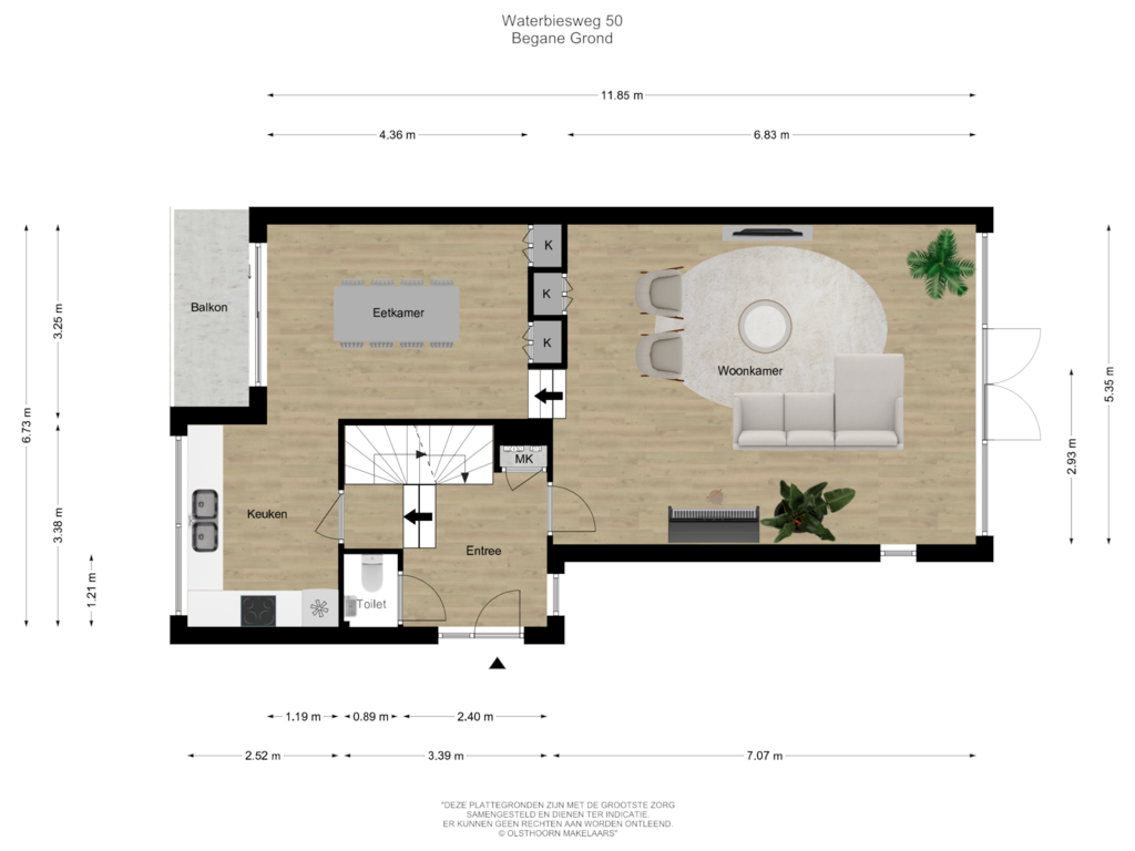 View floorplan of Begane Grond of Waterbiesweg 50