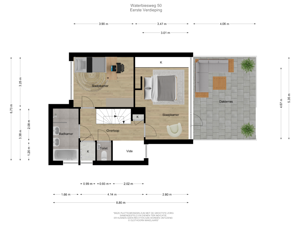 View floorplan of Eerste Verdieping of Waterbiesweg 50