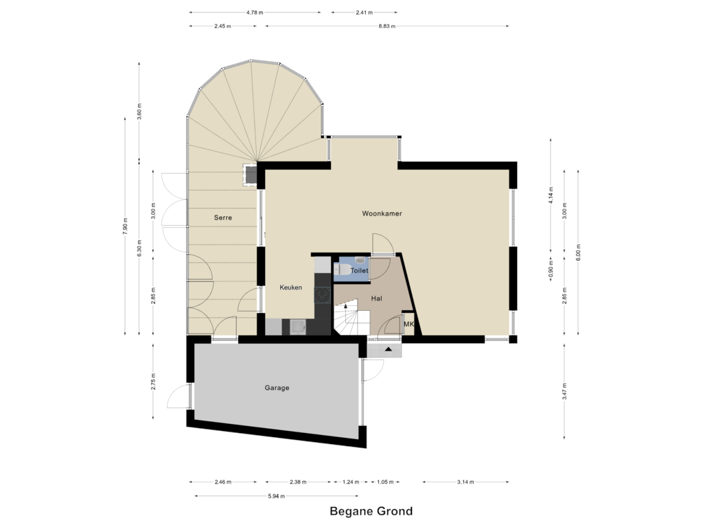 Bekijk plattegrond van Begane Grond van Teggert 25