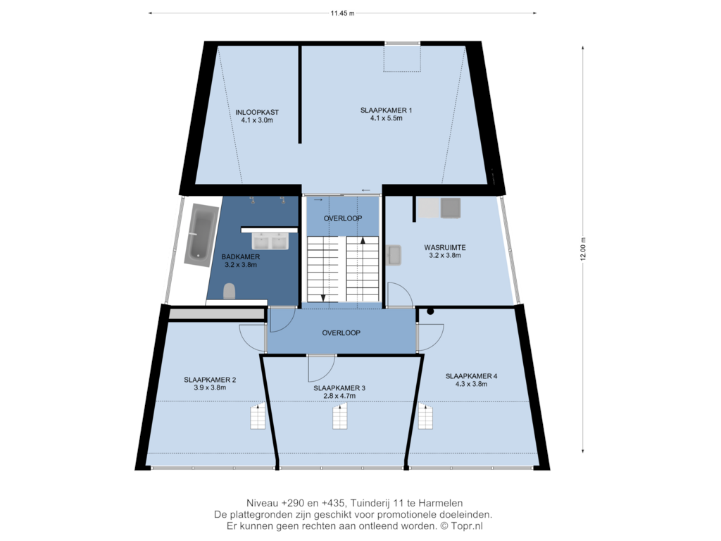 Bekijk plattegrond van Niveau +290 en +435 van Tuinderij 11