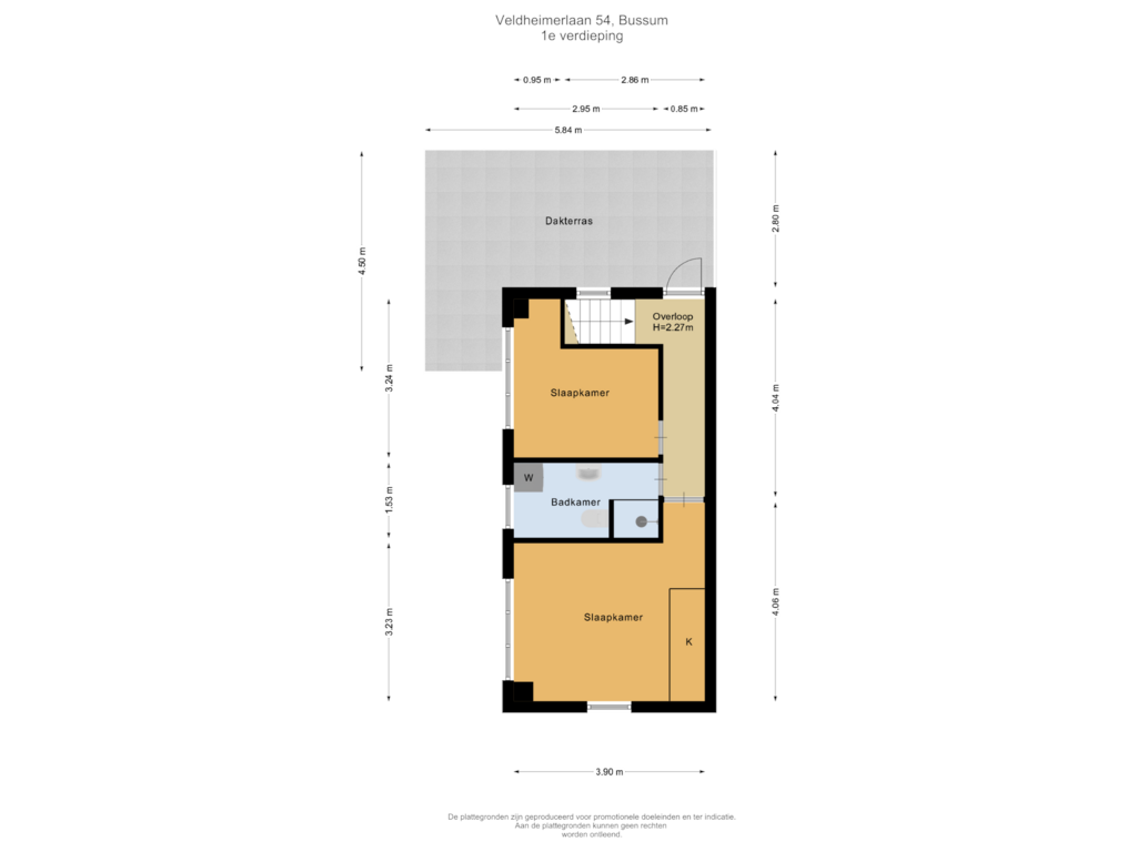 Bekijk plattegrond van 1e verdieping van Veldheimerlaan 54