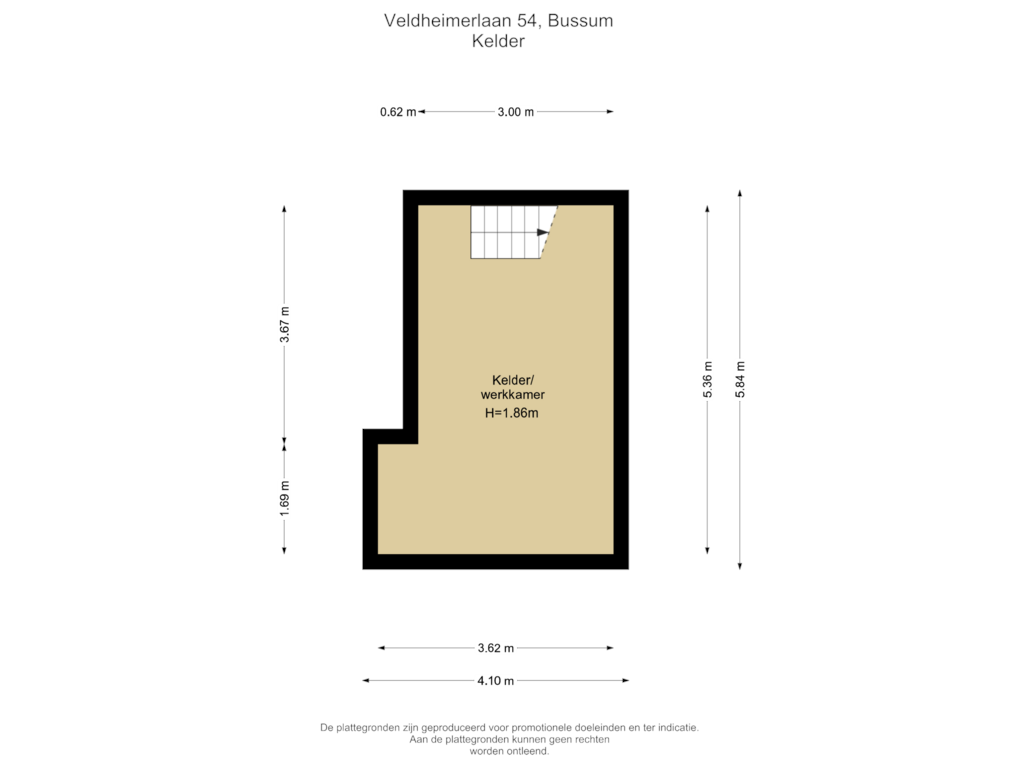 Bekijk plattegrond van Kelder van Veldheimerlaan 54