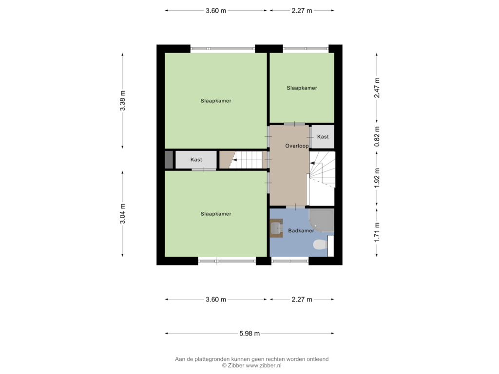 View floorplan of Eerste verdieping of Marsstraat 3