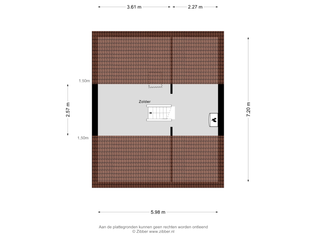 View floorplan of Zolder of Marsstraat 3