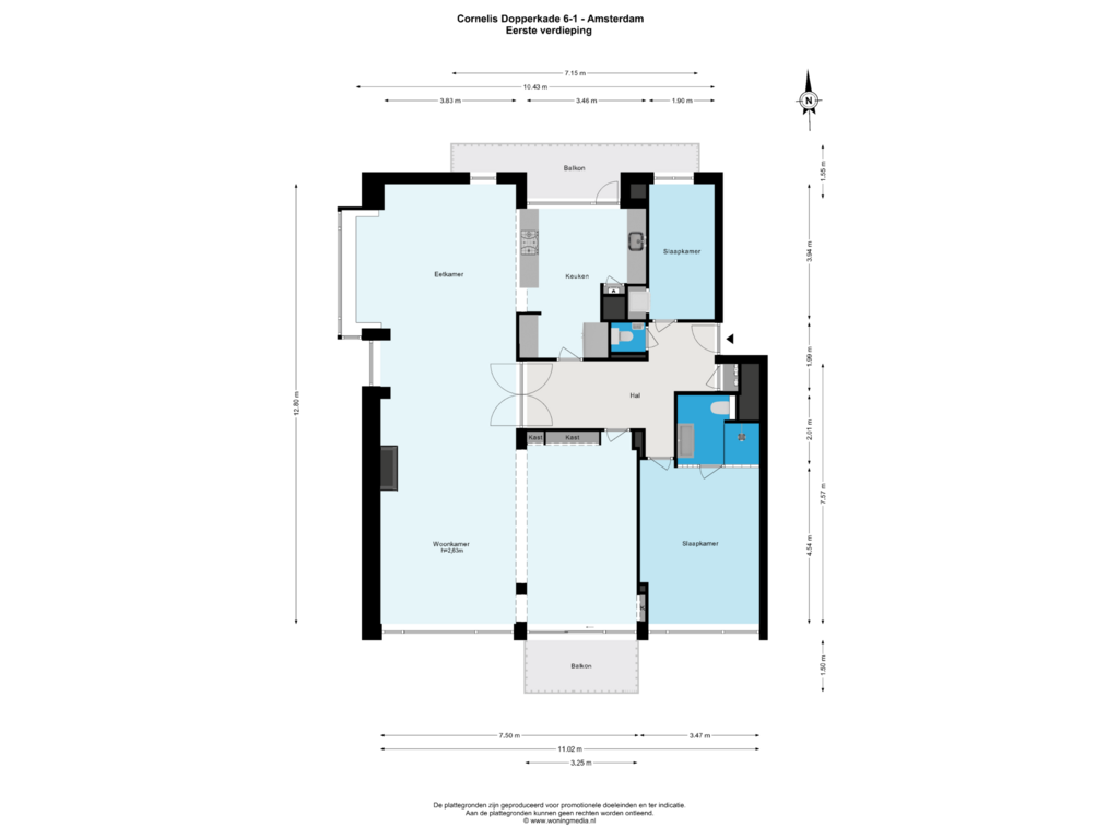 Bekijk plattegrond van Eerste verdieping van Cornelis Dopperkade 6-1