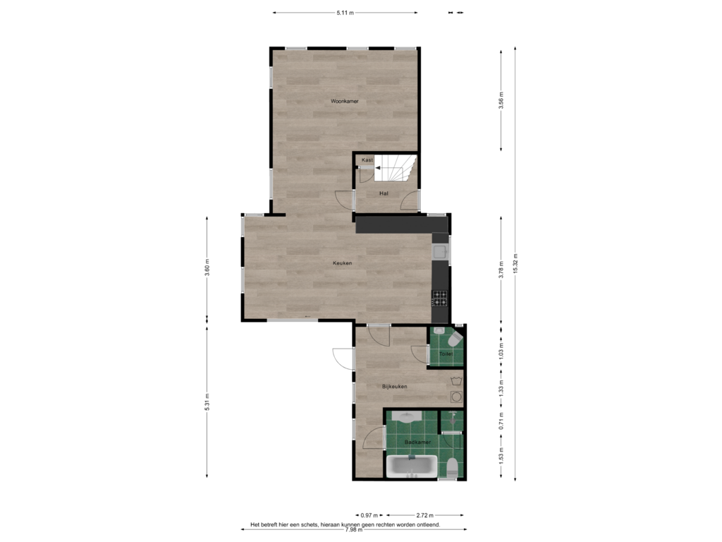 View floorplan of Begane grond of Noordbroeksterstraat 31