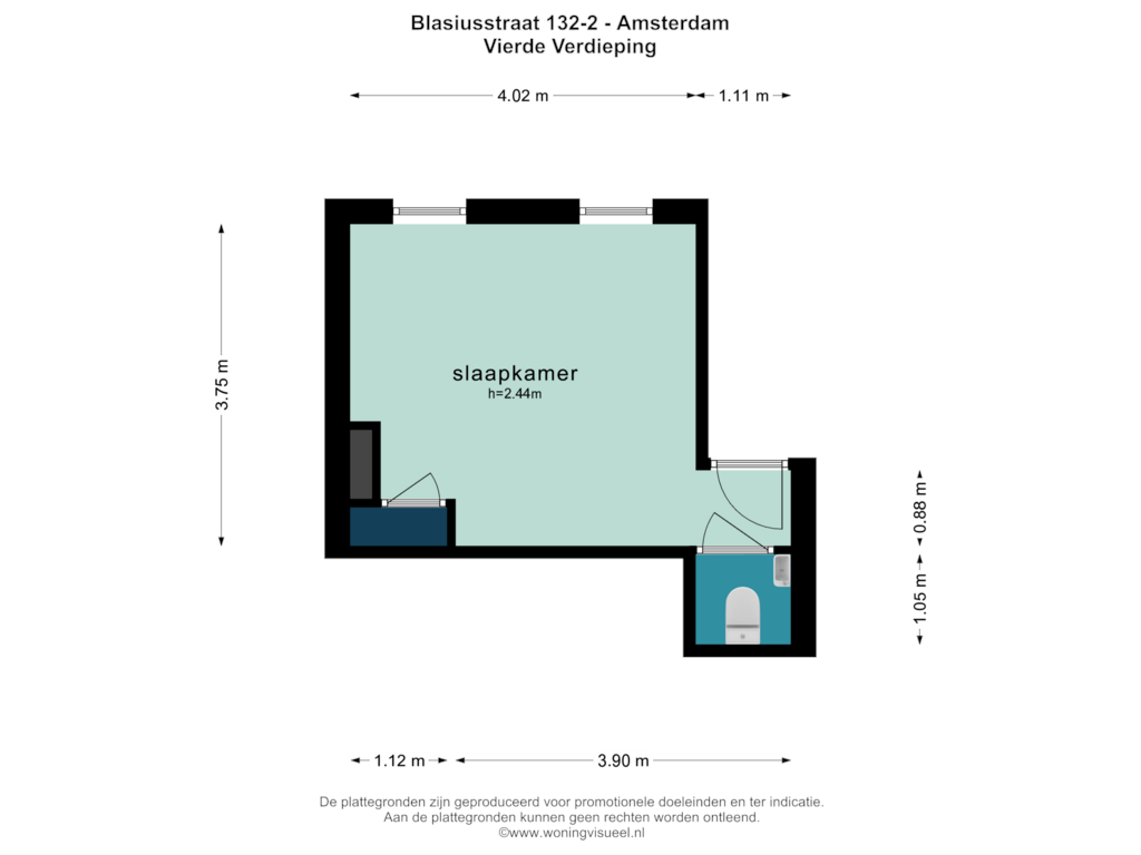 View floorplan of VIERDE VERDIEPING of Blasiusstraat 132-2