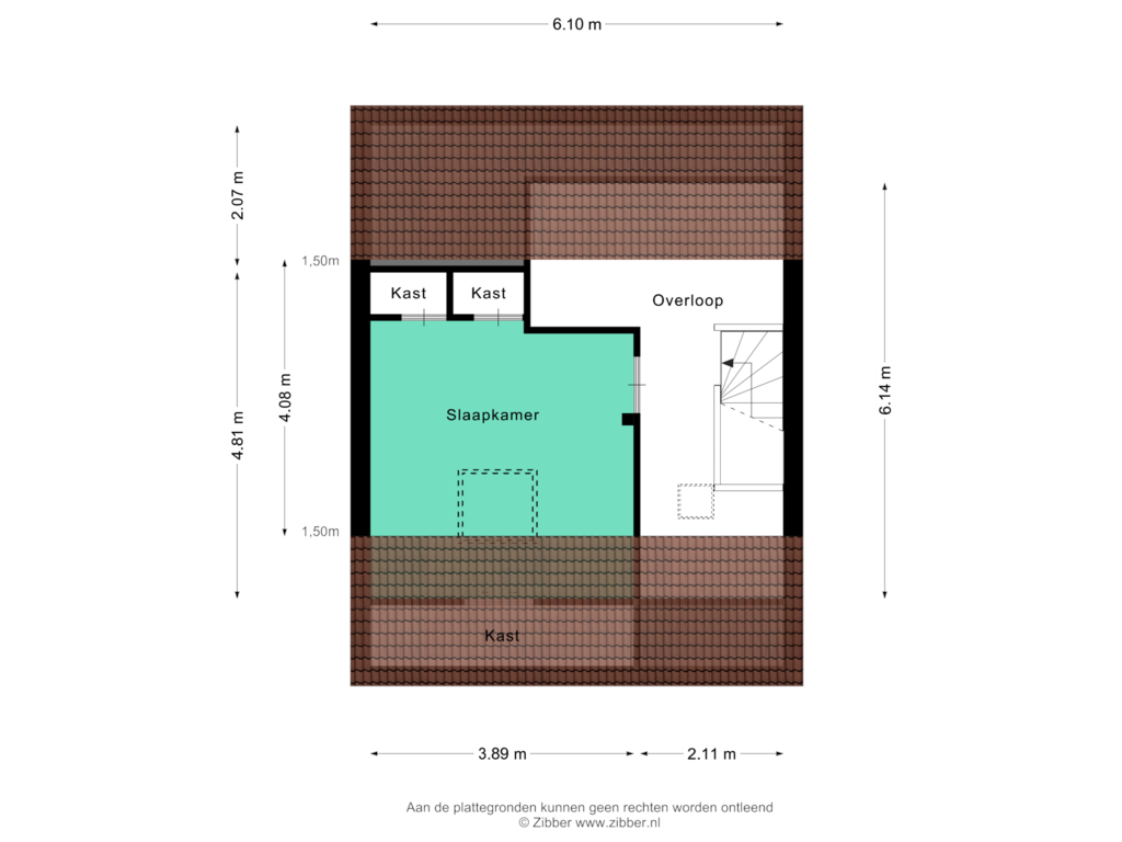 View floorplan of Tweede verdieping of Hofstukken 509