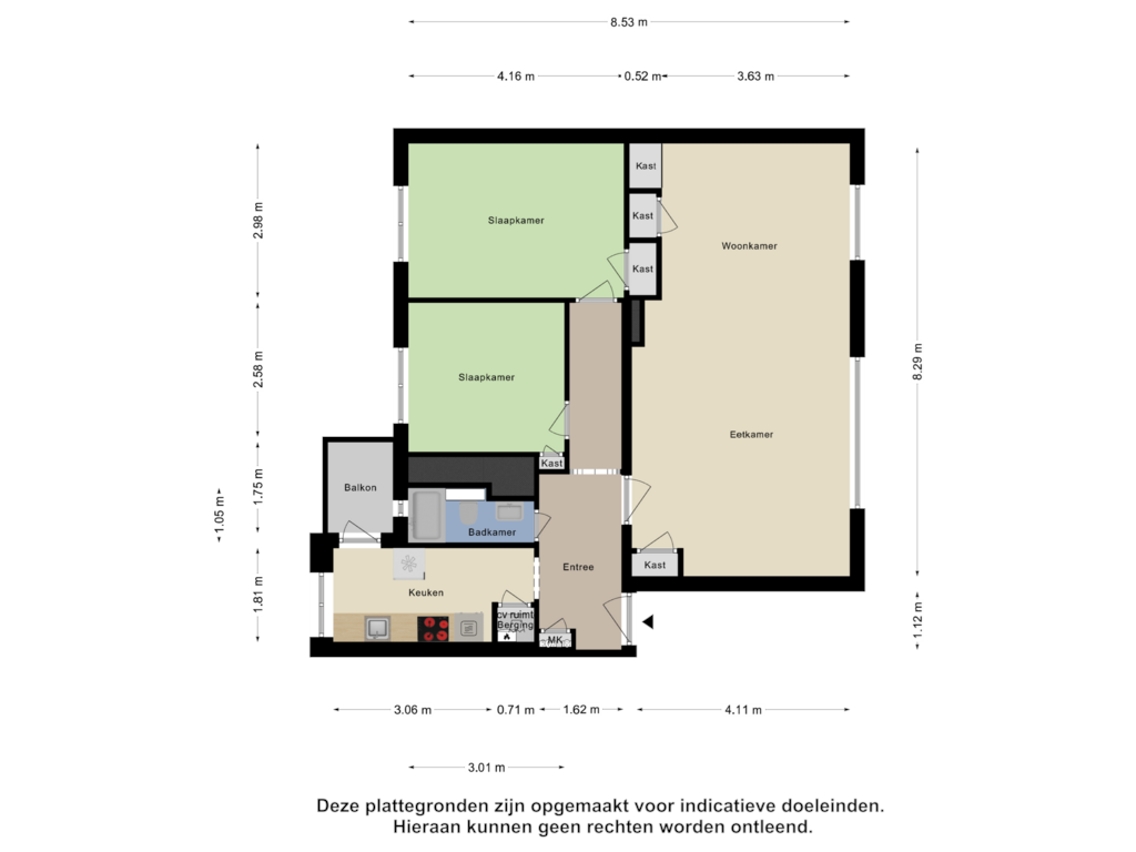 View floorplan of Appartement of Verbeetenstraat 44