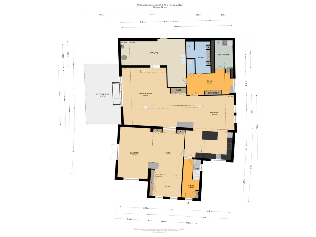 Bekijk plattegrond van BEGANE GROND van Willem de Zwijgerweg 74-A