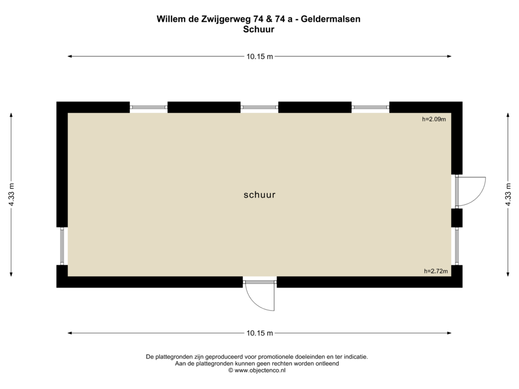 Bekijk plattegrond van SCHUUR van Willem de Zwijgerweg 74-A