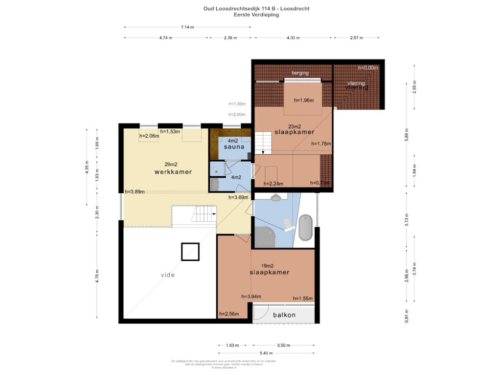 View floorplan of EERSTE VERDIEPING of Oud-Loosdrechtsedijk 114-B