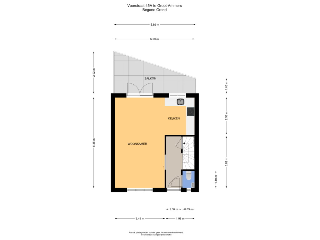 Bekijk plattegrond van Begane Grond van Voorstraat 45-A