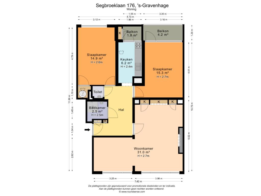 Bekijk plattegrond van Woning van Segbroeklaan 176