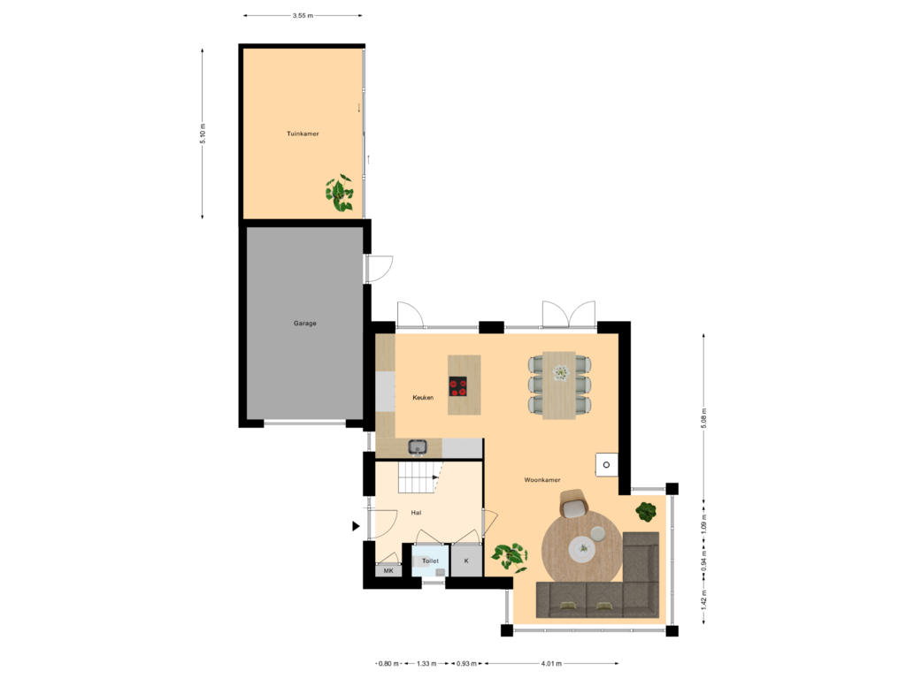 View floorplan of Begane Grond of Crispijn 27