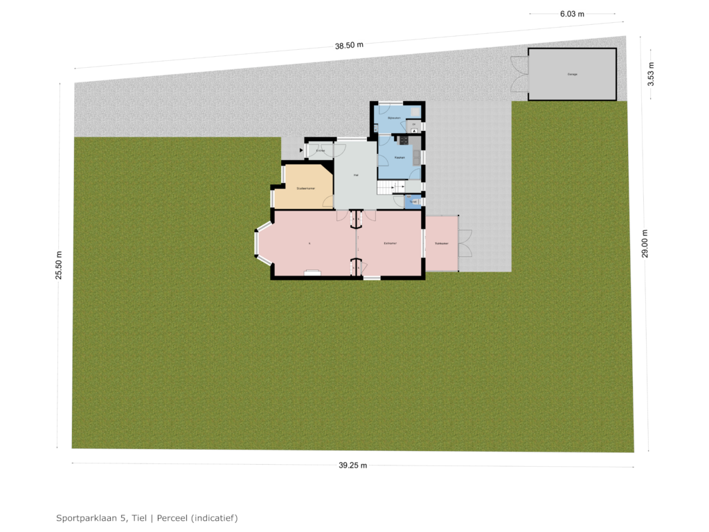 Bekijk plattegrond van Perceel & garage van Sportparklaan 5