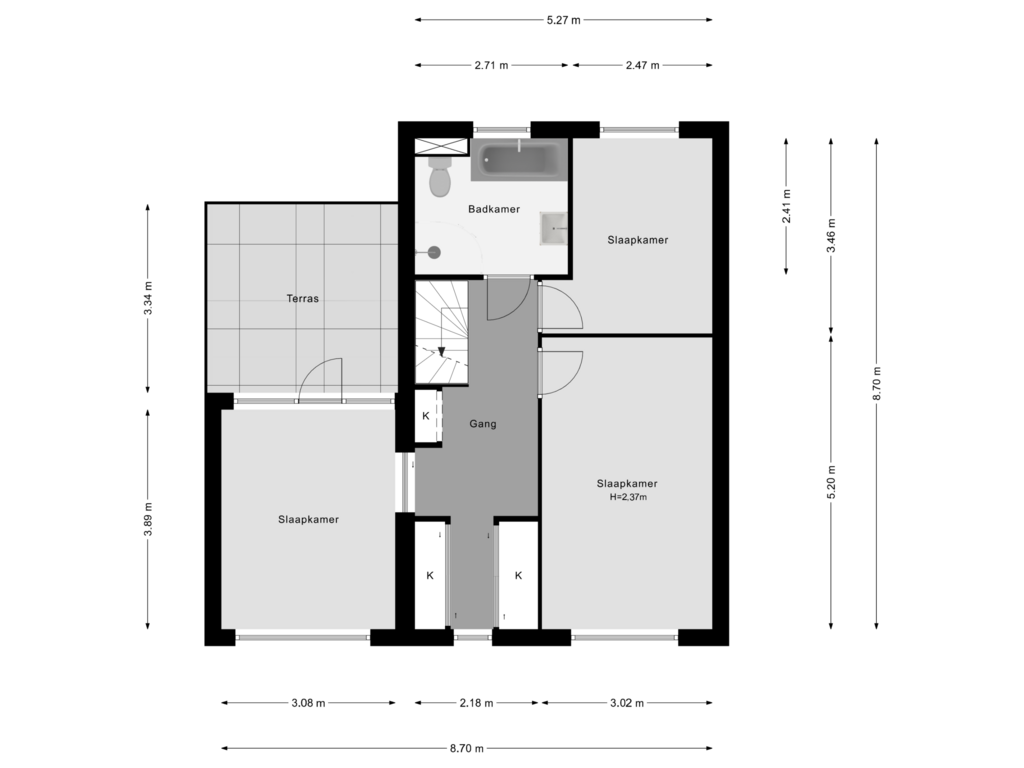 Bekijk plattegrond van 1e Verdieping van Kornelis van Tollaan 27