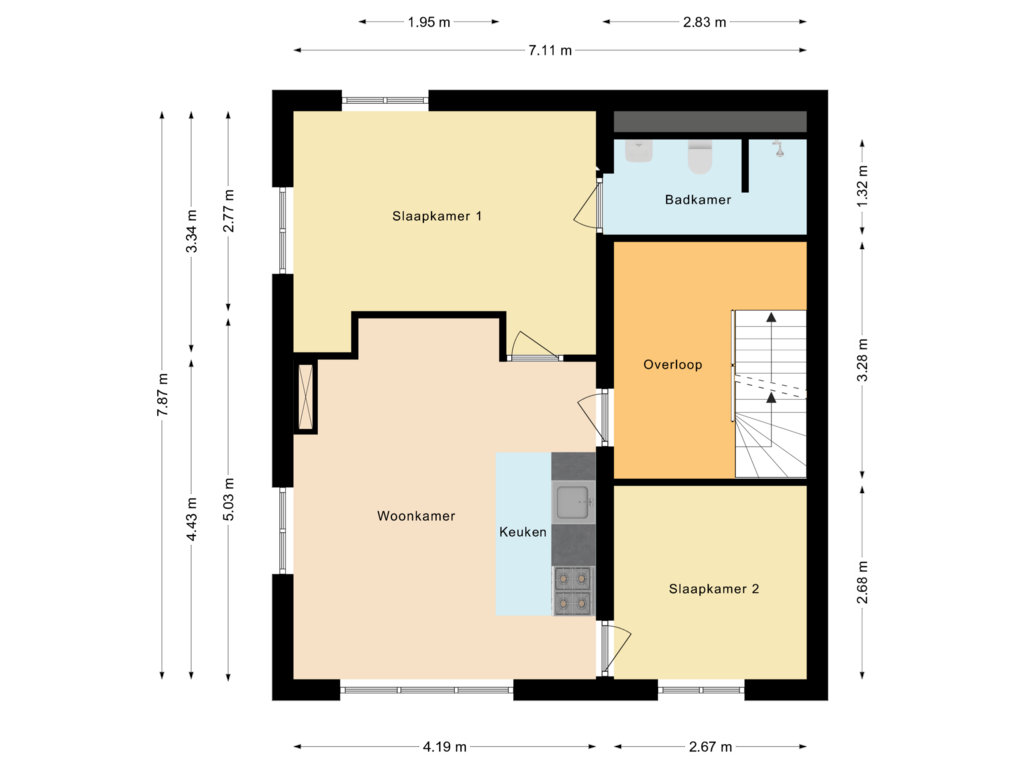 Bekijk plattegrond van Eerste woonlaag van Voorstraat 81