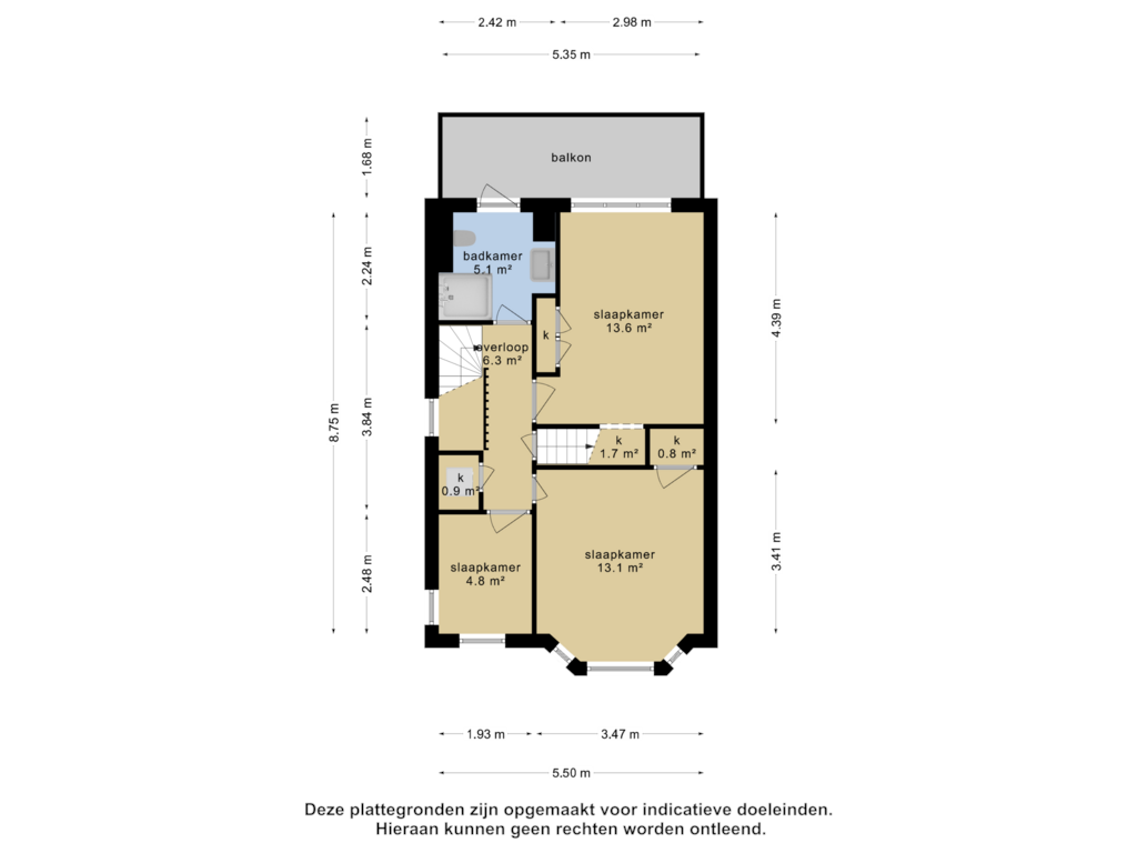 View floorplan of 1e verdieping of Julianalaan 111