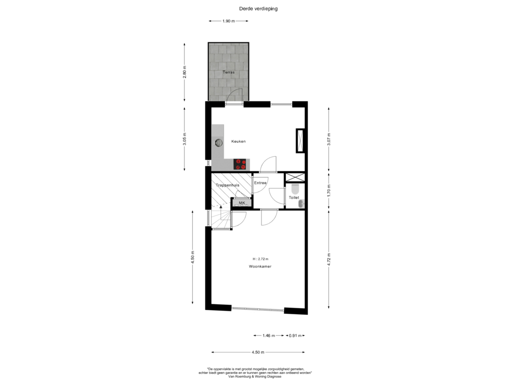 Bekijk plattegrond van Derde verdieping van Nieuwe Hoogstraat 27-B