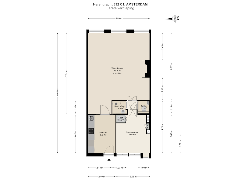 Bekijk plattegrond van Eerste verdieping van Herengracht 392-C1