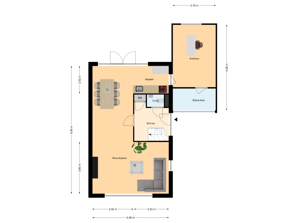 View floorplan of Begane Grond of Het Kortegarde 8