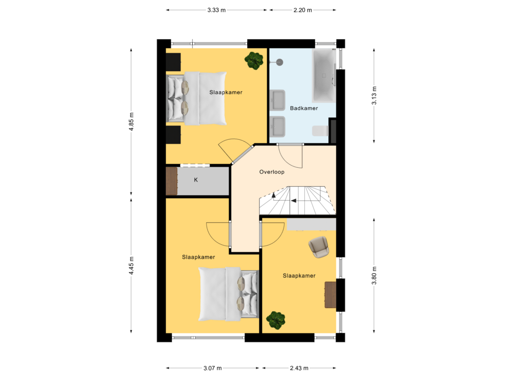 View floorplan of 1e Verdieping of Het Kortegarde 8