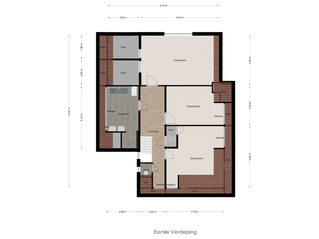 Bekijk plattegrond van Eerste Verdieping van Oosterse Lageweg 2