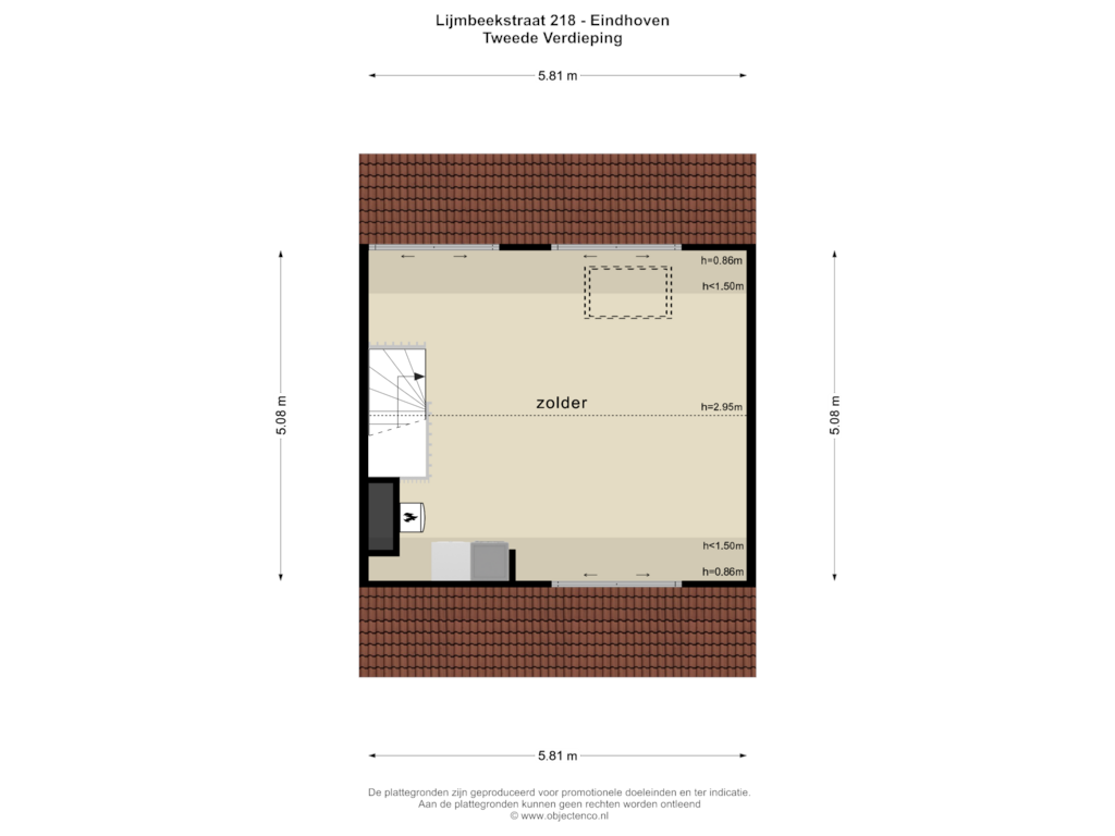 Bekijk plattegrond van Tweede Verdieping van Lijmbeekstraat 218