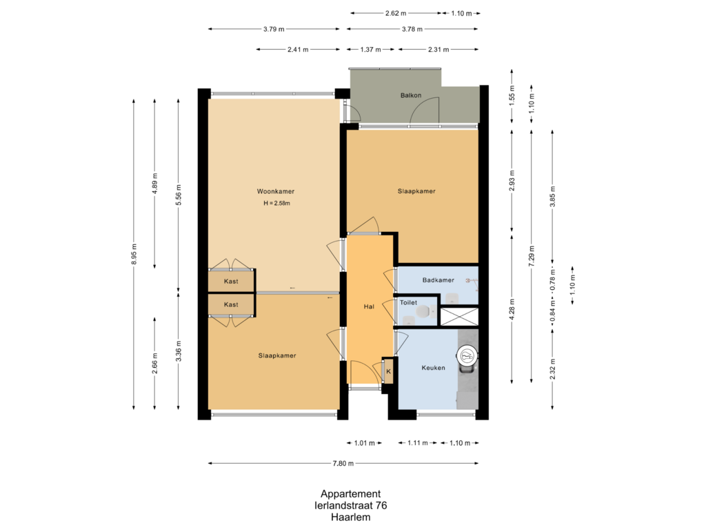 Bekijk plattegrond van Appartement van Ierlandstraat 76