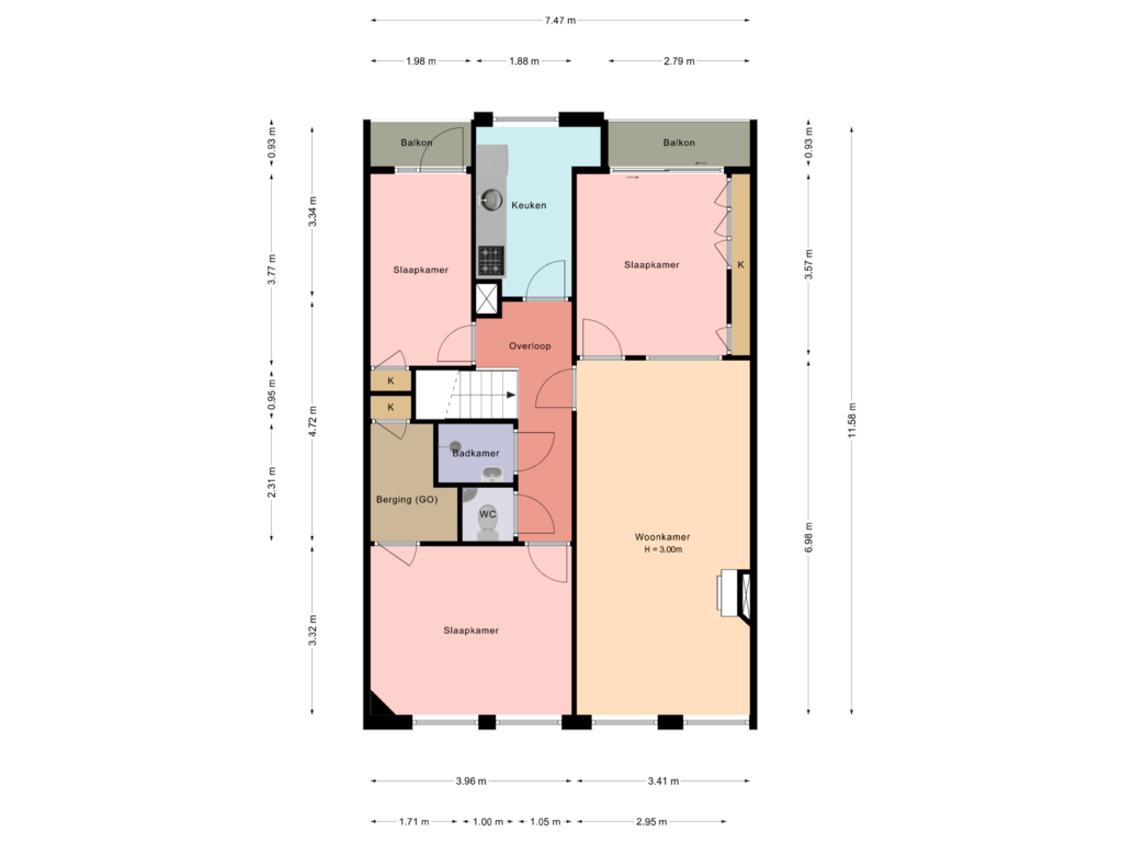 Bekijk plattegrond van 1e verdieping van Zwetstraat 23