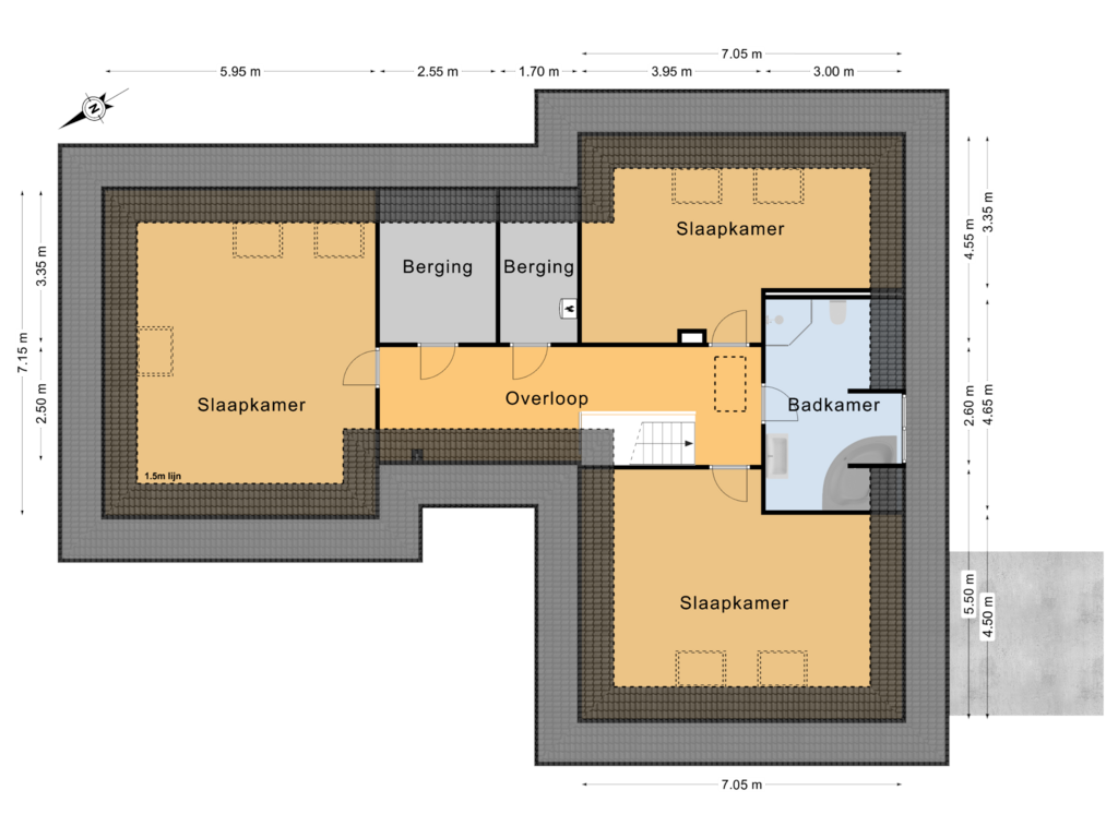 View floorplan of 1e Verdieping of J. Droststraat 5