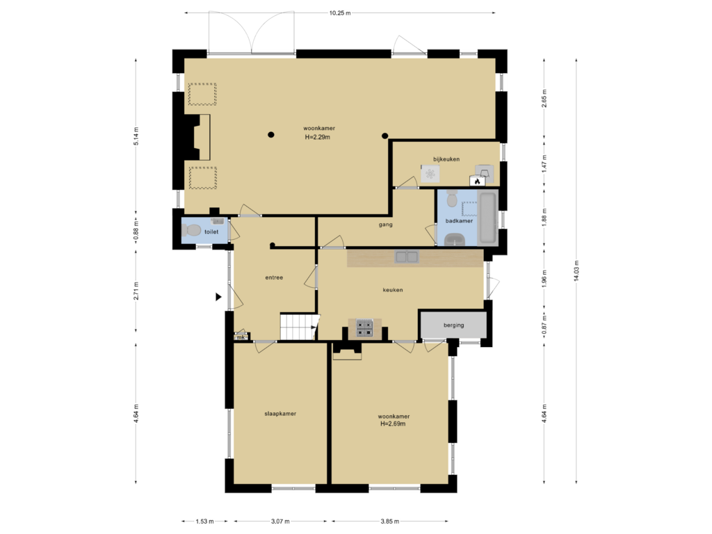 View floorplan of Begane Grond of Lugtenbergerweg 12