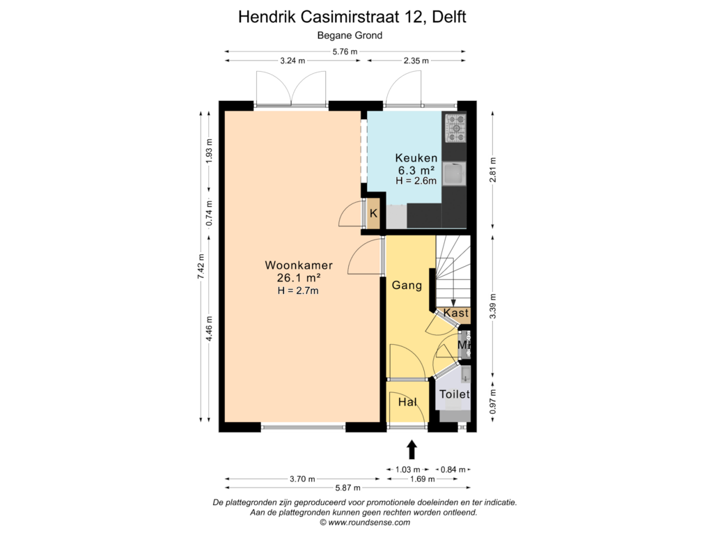 Bekijk plattegrond van Begane grond van Hendrik Casimirstraat 12