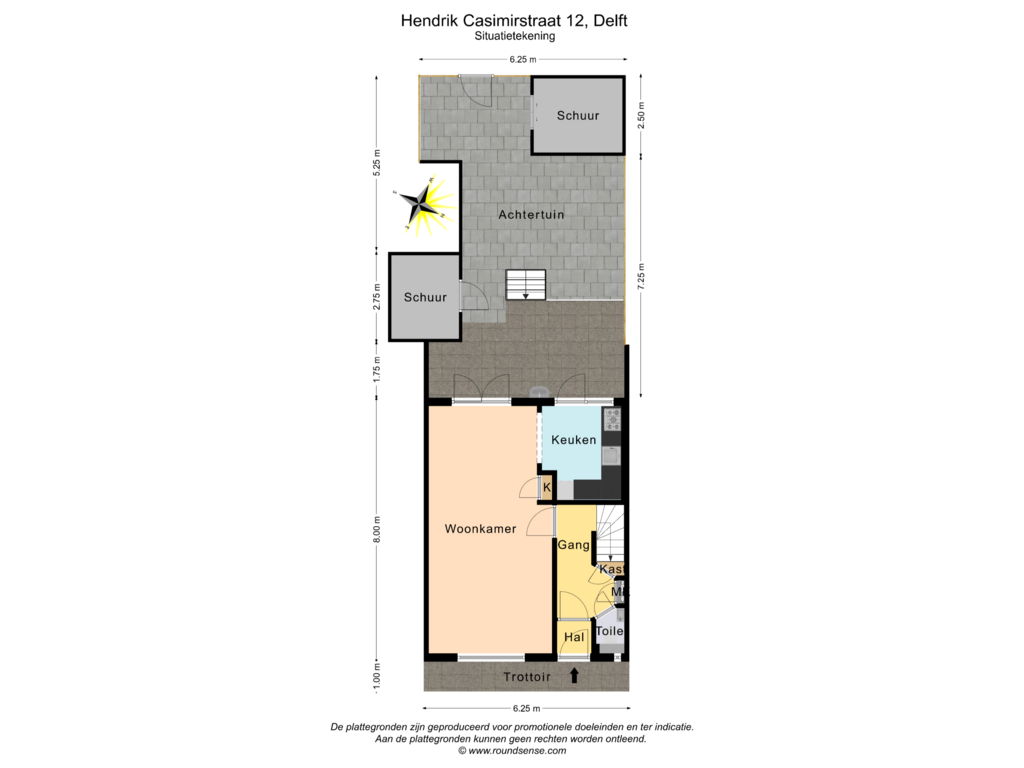 Bekijk plattegrond van Situatietekening van Hendrik Casimirstraat 12