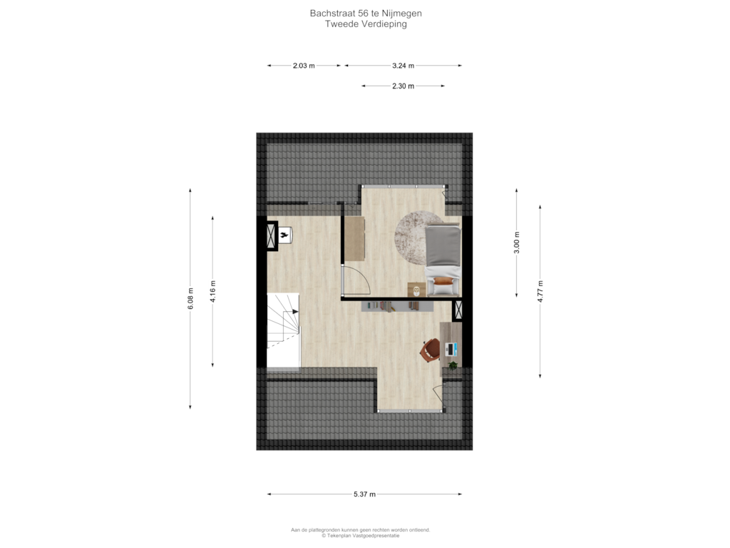 Bekijk plattegrond van Tweede Verdieping van Bachstraat 56