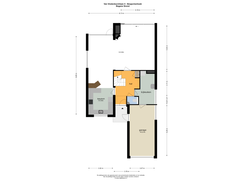 Bekijk plattegrond van BEGANE GROND van Van Vredenburchlaan 5