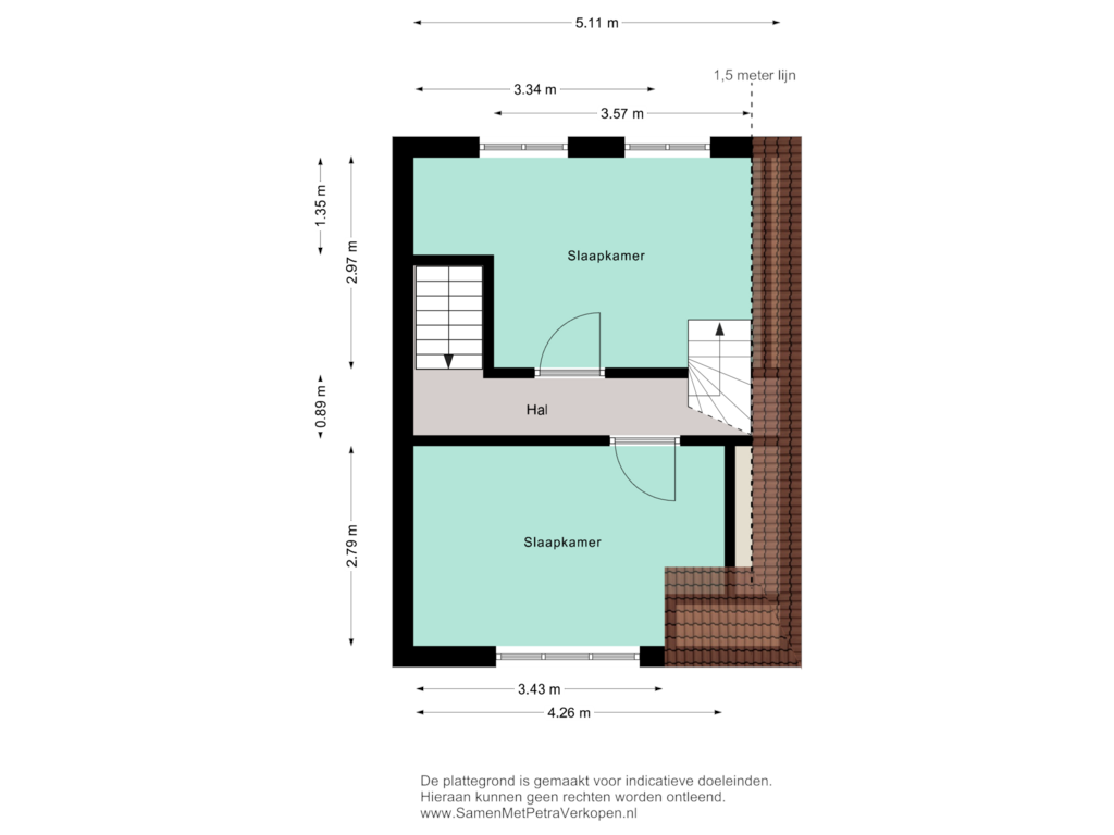 View floorplan of 1e verdieping of Beertsterweg 50