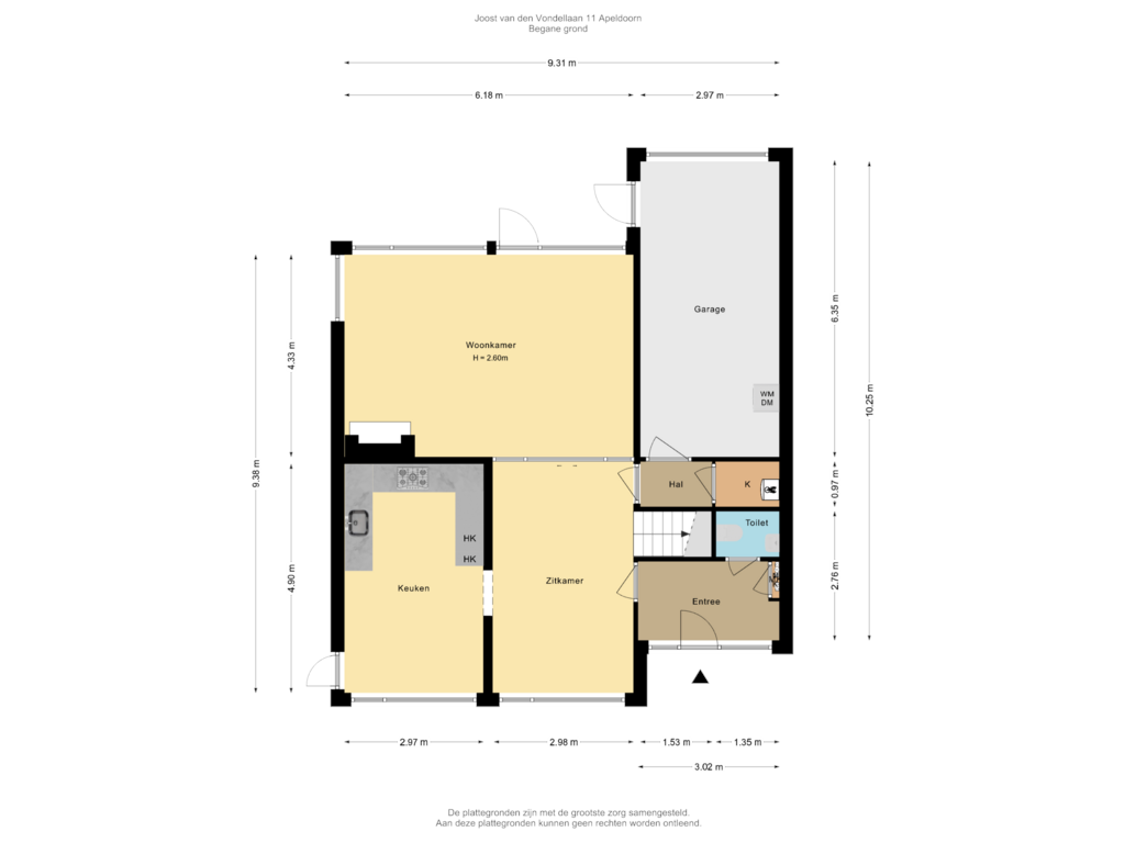 Bekijk plattegrond van Begane grond van Joost van den Vondellaan 11