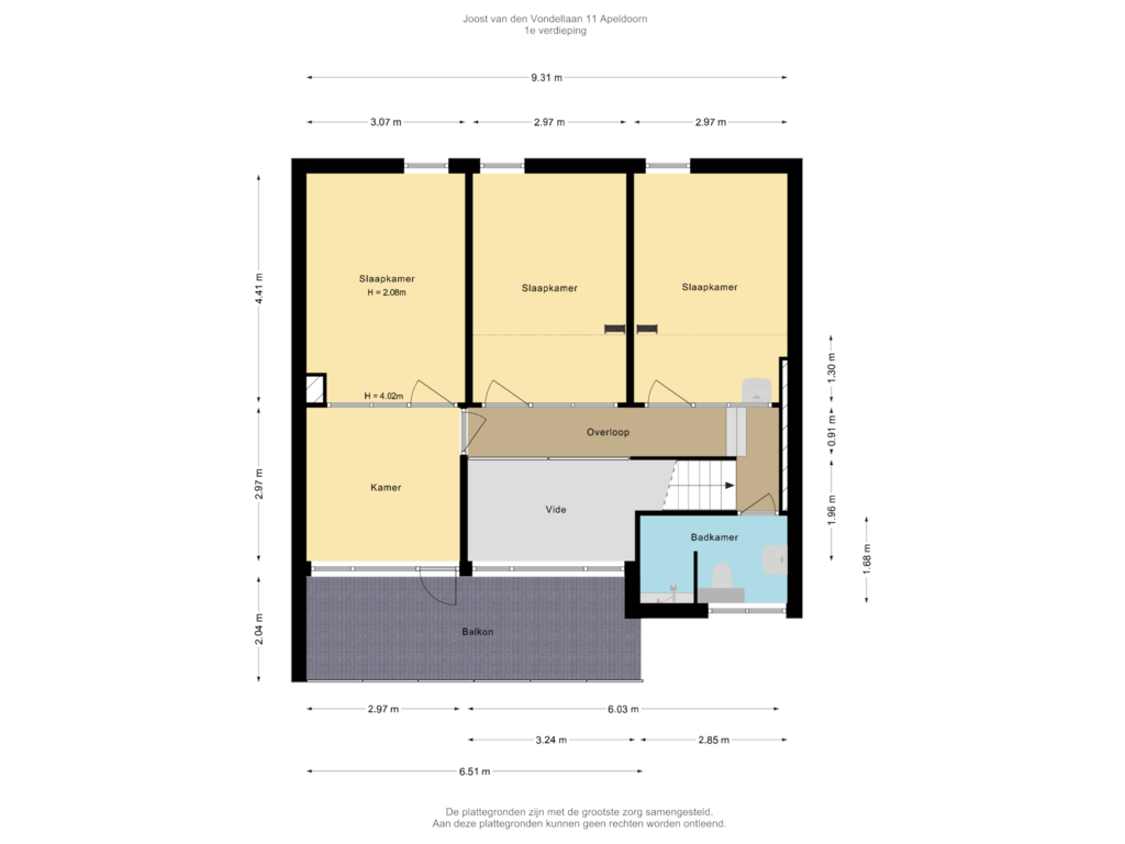 Bekijk plattegrond van 1e verdieping van Joost van den Vondellaan 11