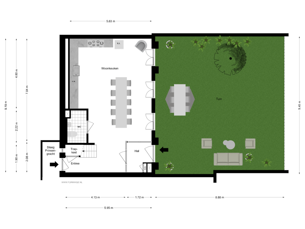 View floorplan of BEGANE GROND of Keizersgracht 162-B