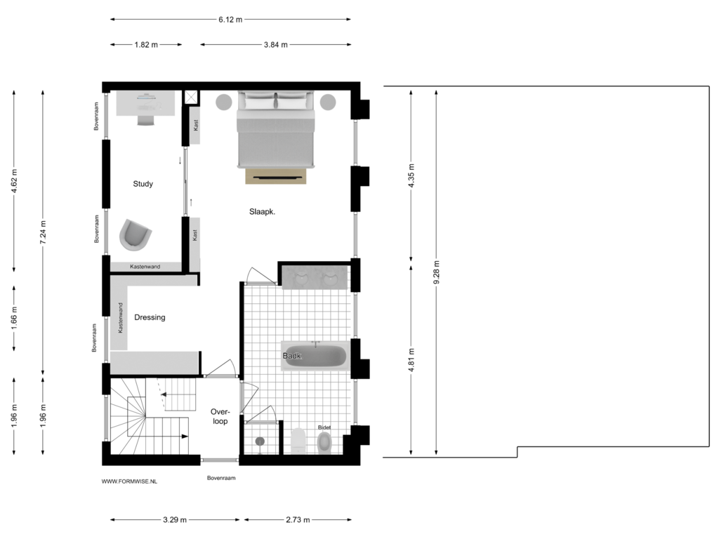 View floorplan of 2e VERDIEPING of Keizersgracht 162-B